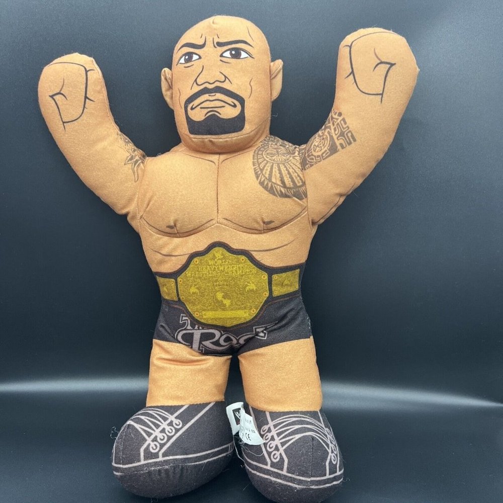 2012 The Rock WWE 16" Brawlin Buddies Mattel Plush Wrestling Toy Dwayne Johnson